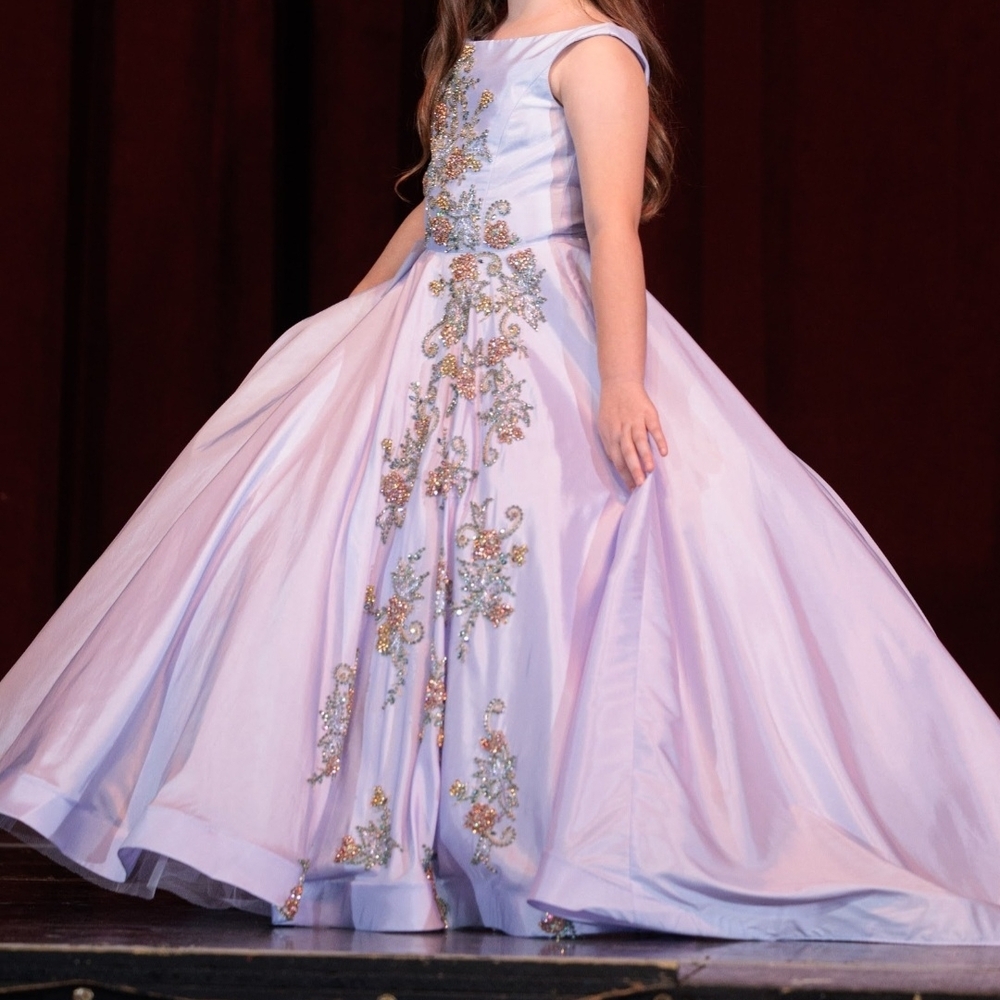 Rachel Allen Aavender Embroidered Gown